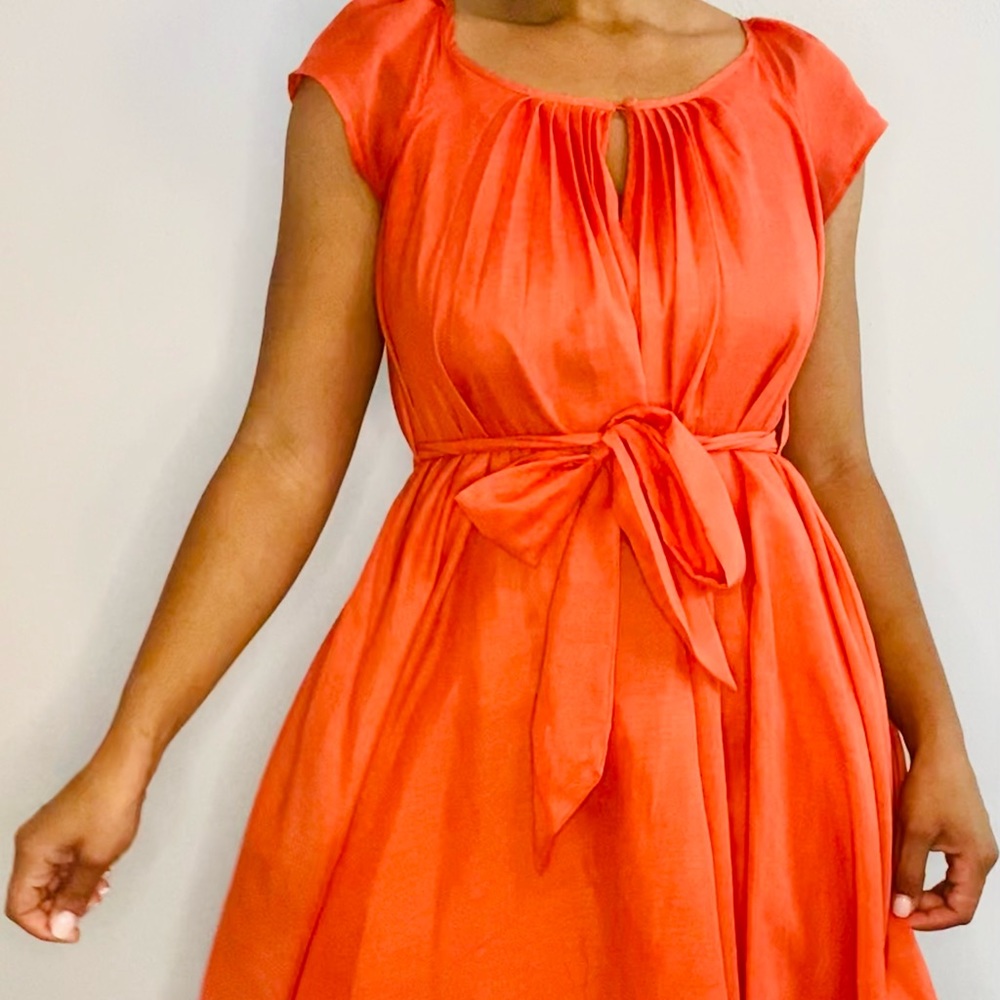Orange Pleated Dress